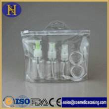 Viaje Kit uso botellas Pet cosméticos conjunto con bolso del PVC